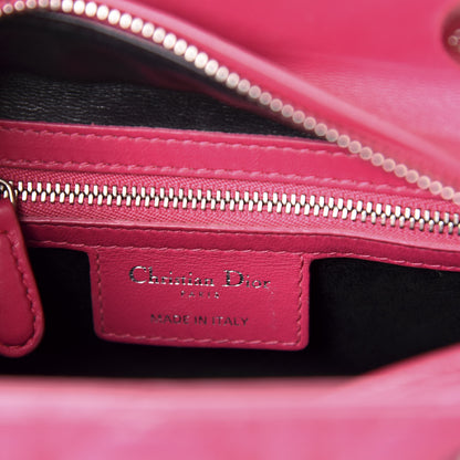 Christian Dior Lambskin Cannage Medium Tri-Color Lady Dior Fuchsia Anemone Black 9 of 11