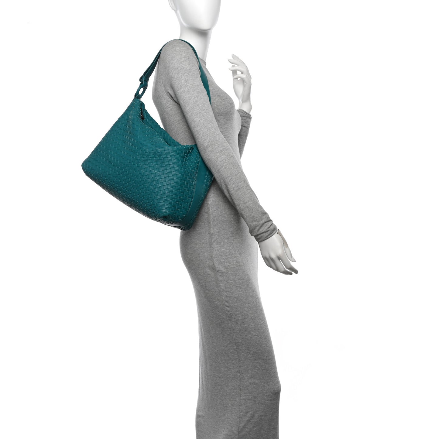 Nappa Intrecciato Pyramid Hobo Mallard