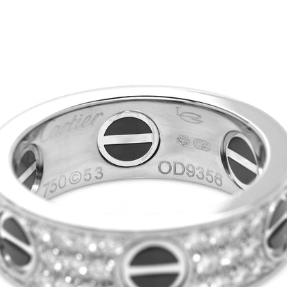 Cartier 18K White Gold Diamond Ceramic LOVE Paved Ring 53 6.25 4 of 4