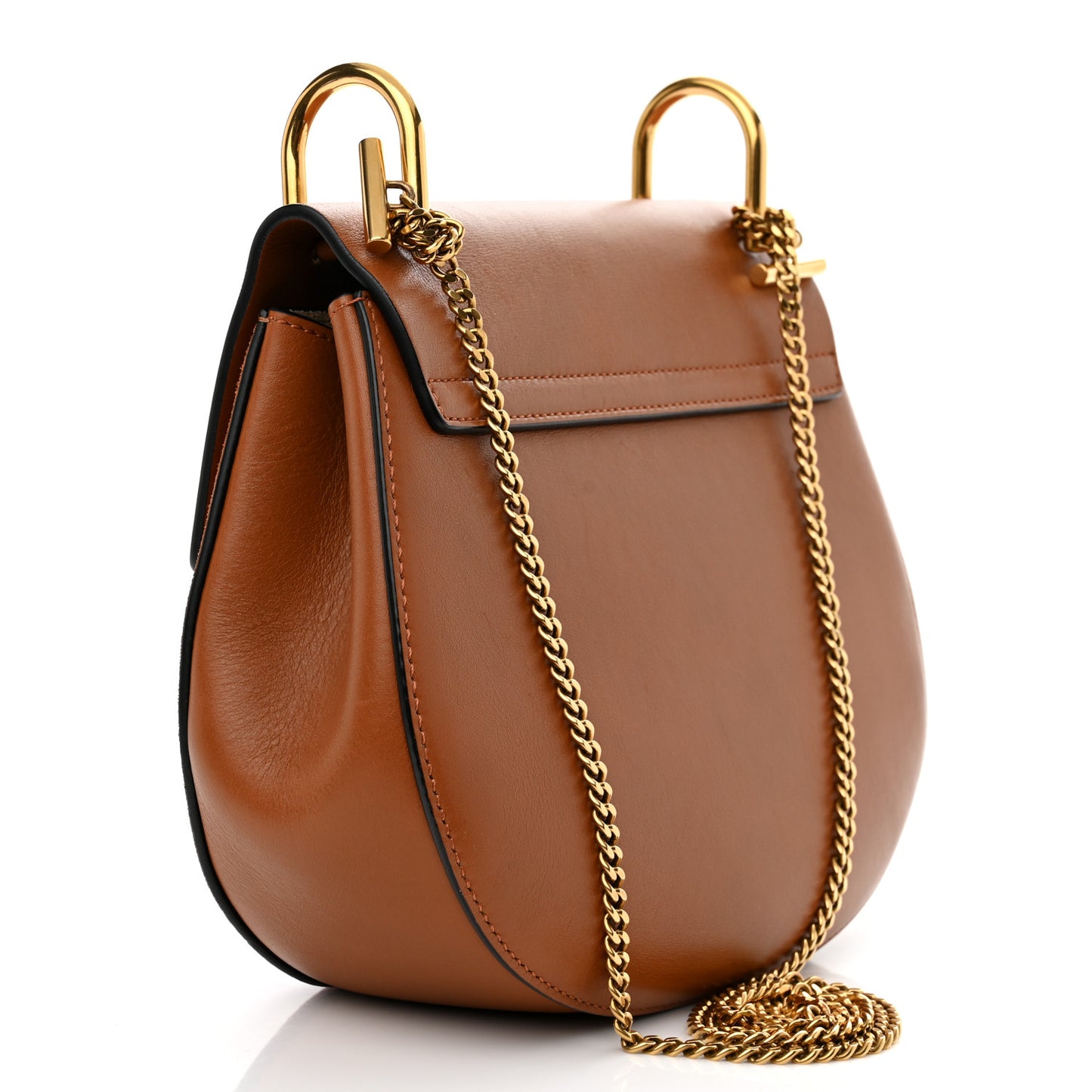 Calfskin Suede Rainbow Patchwork Drew Shoulder Bag Caramel