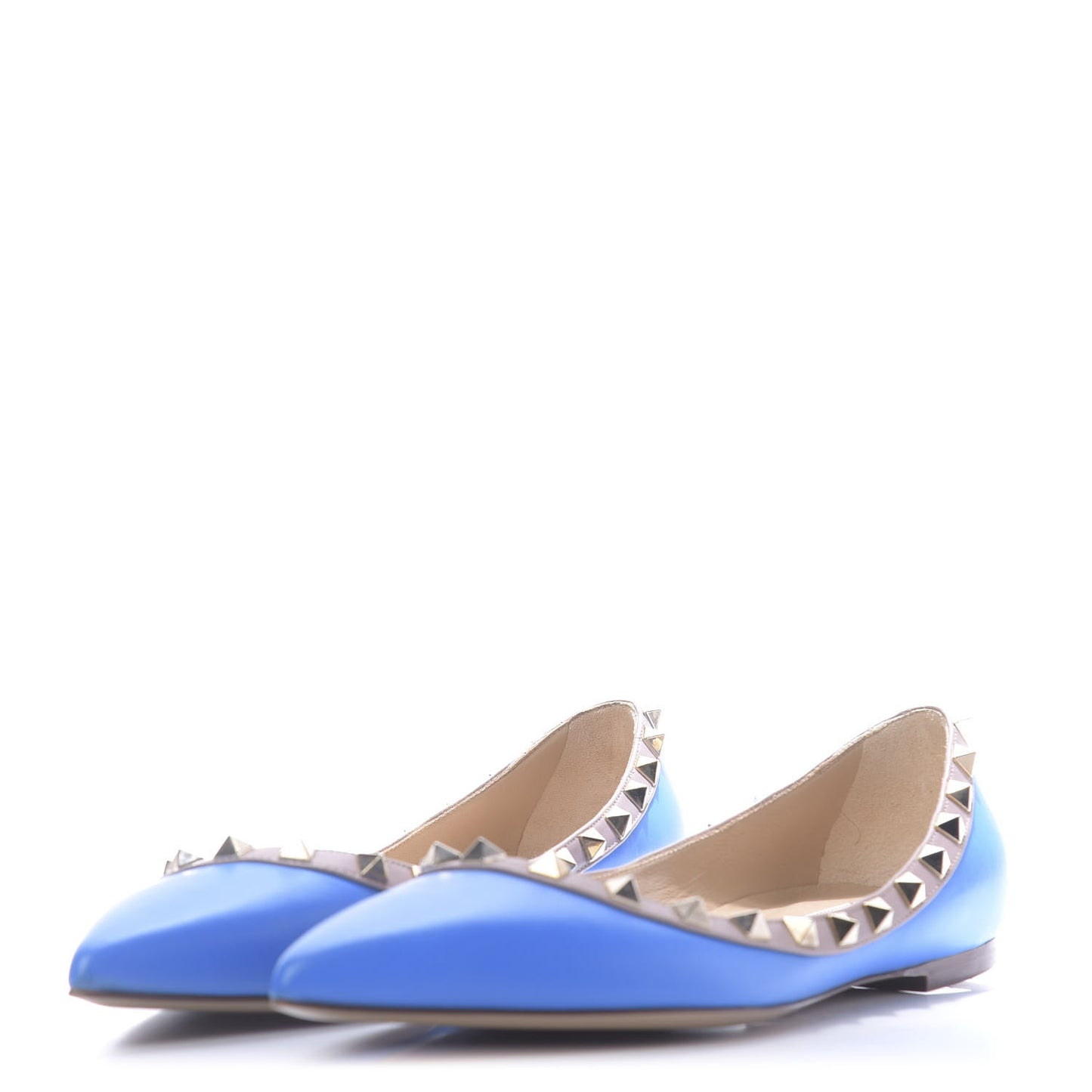 Nappa Rockstud Ballerina Flats 38 Blue Poudre
