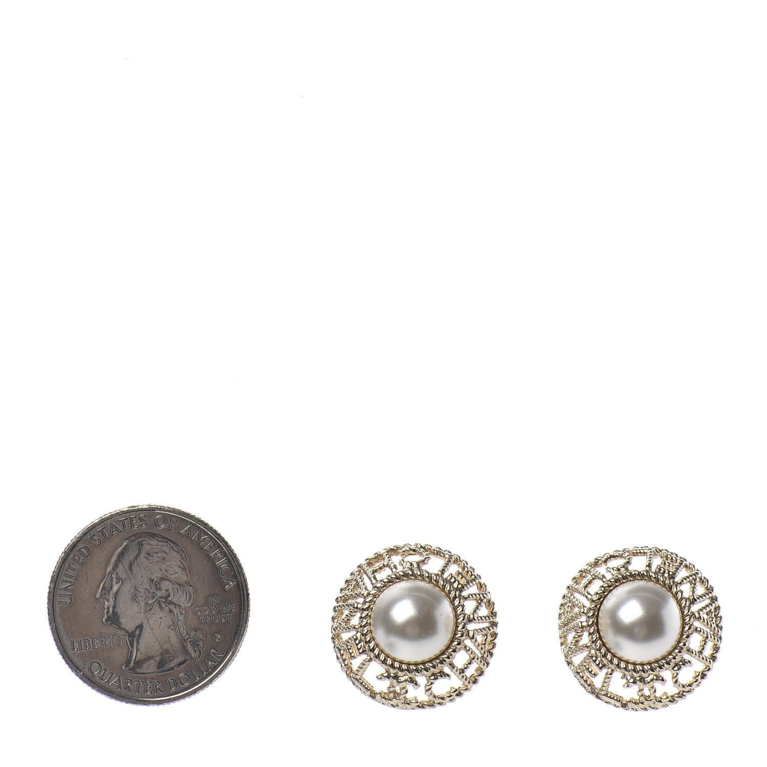 Chanel Pearl CC Round Rope Logo Earrings Gold 2 of 4