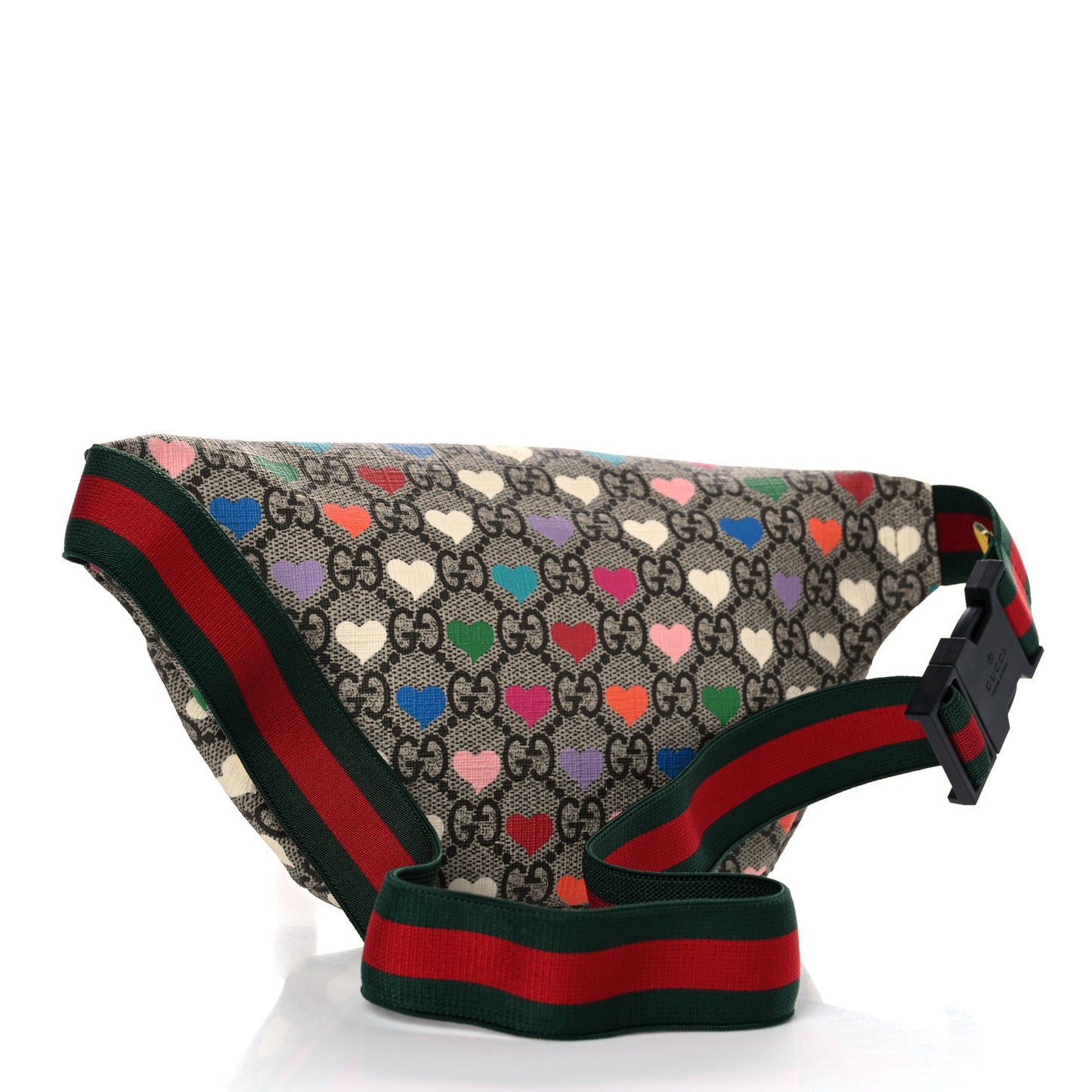 Soft GG Supreme Monogram Hearts Web Childrens Belt Bag Beige Ebony Multicolor Freesia