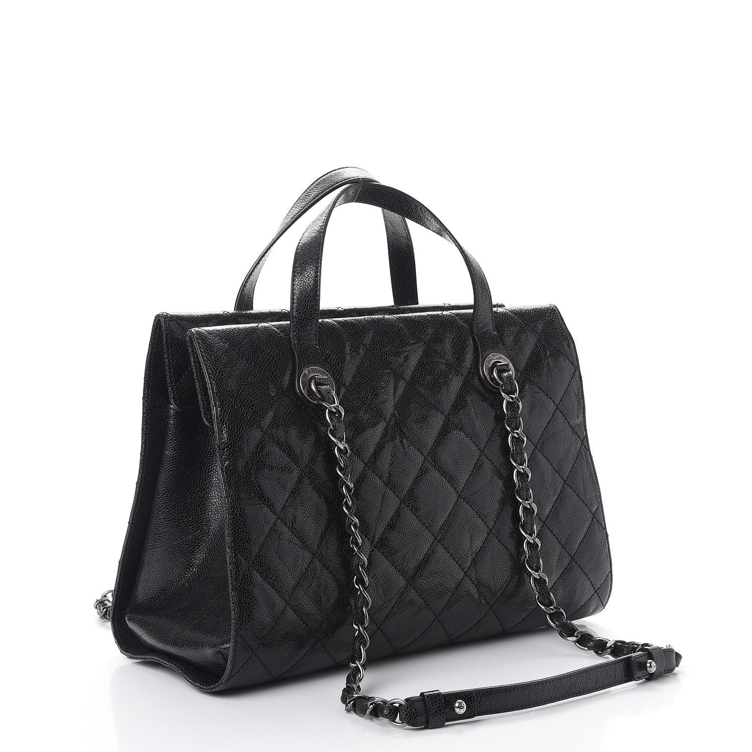Chanel Crumpled Grained Calfskin Quilted CC Crave Tote Black 4 of 14