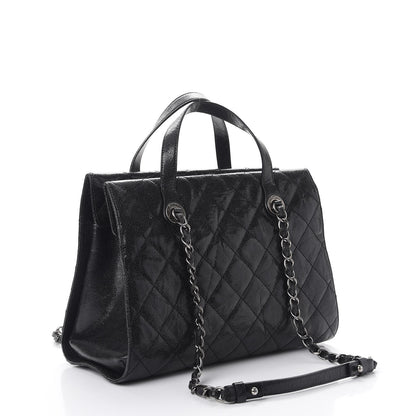 Chanel Crumpled Grained Calfskin Quilted CC Crave Tote Black 4 of 14