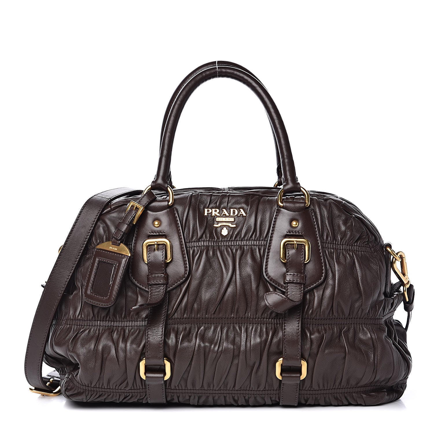 Prada Nappa Gaufre Dome Satchel Caffe 1 of 12