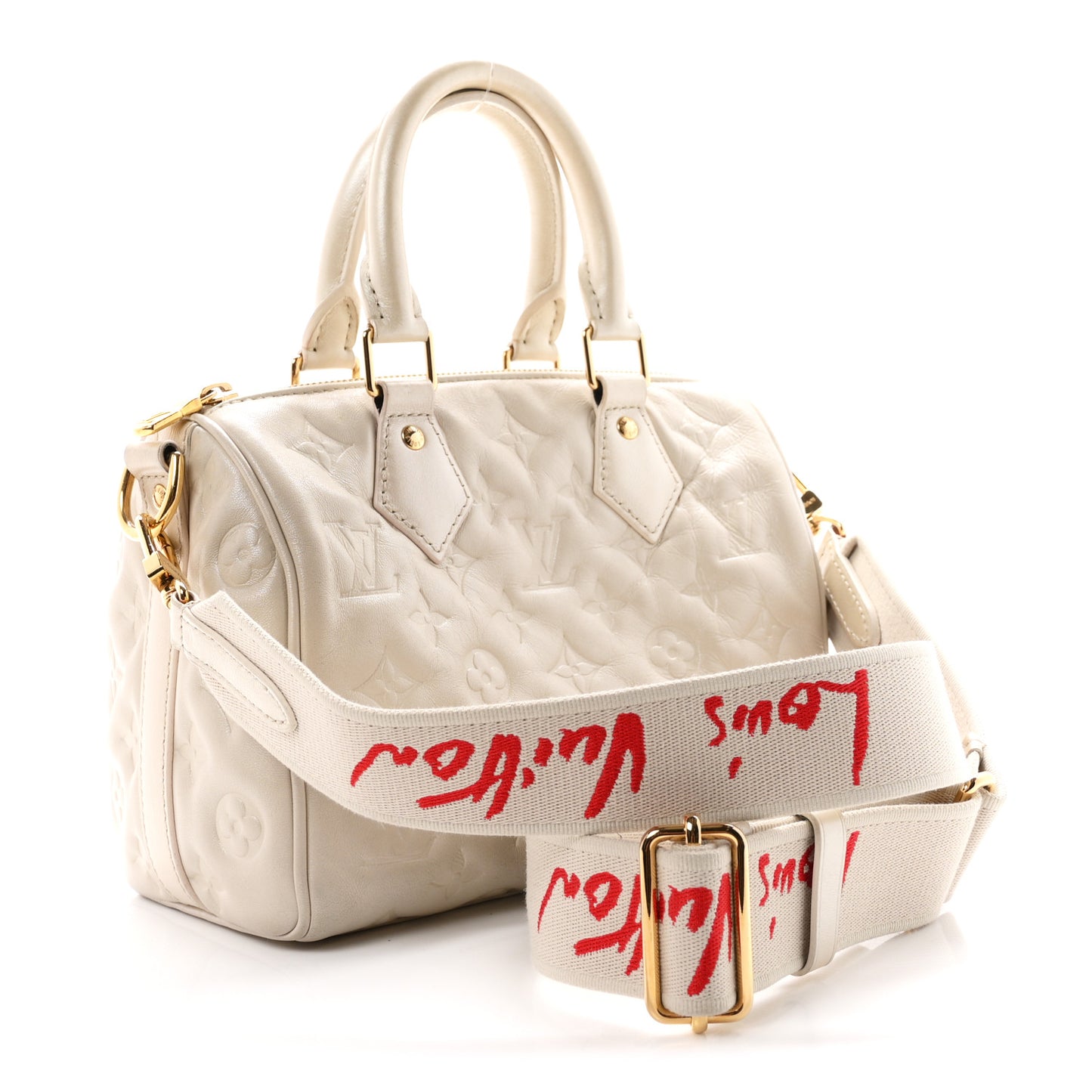 Lambskin Embossed Monogram Fall in Love Speedy 22 Bandouliere Ivory