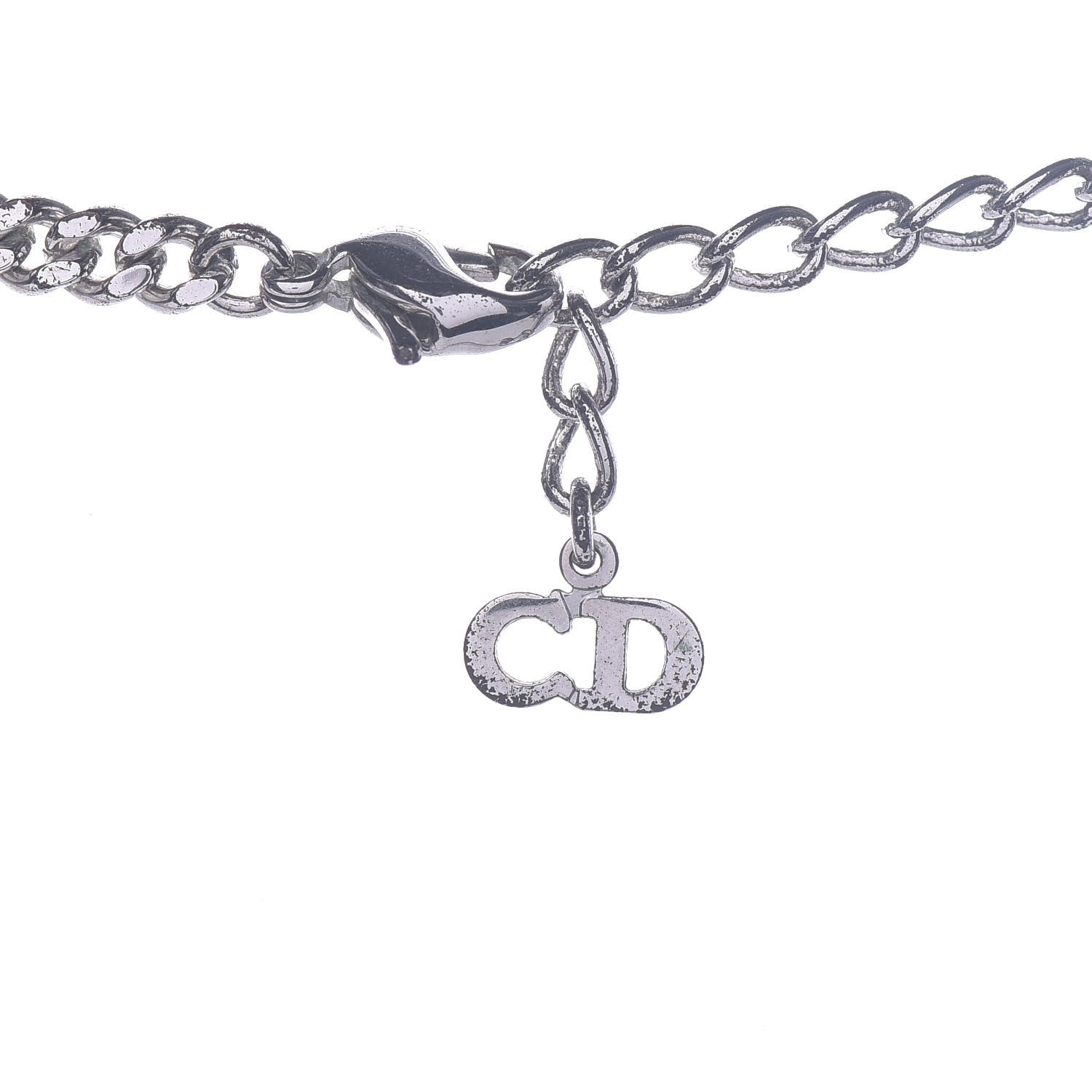 Christian Dior Metal Lock and Key Necklace Silver 5 of 7