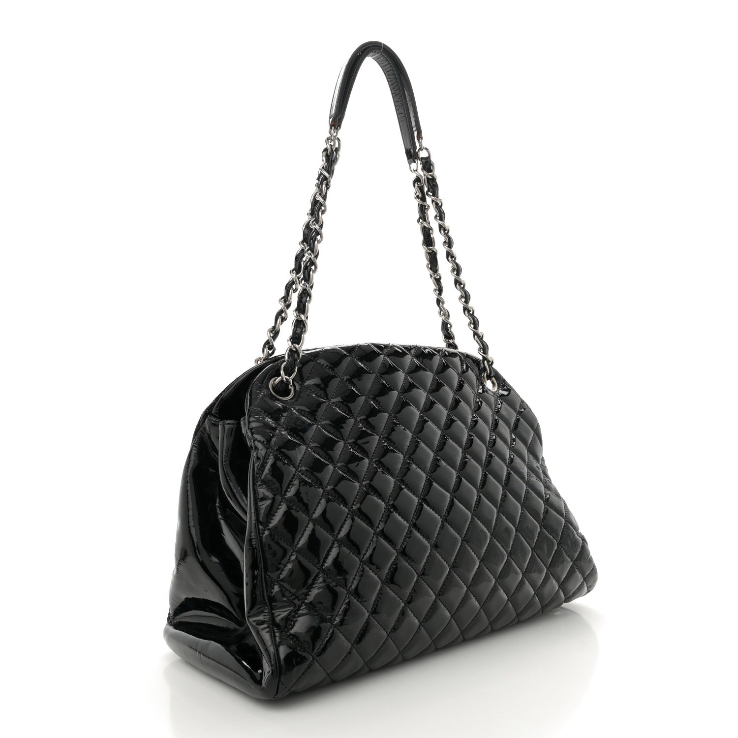 Chanel Patent Quilted Large Just Mademoiselle Bowling Bag Black 3 of 15