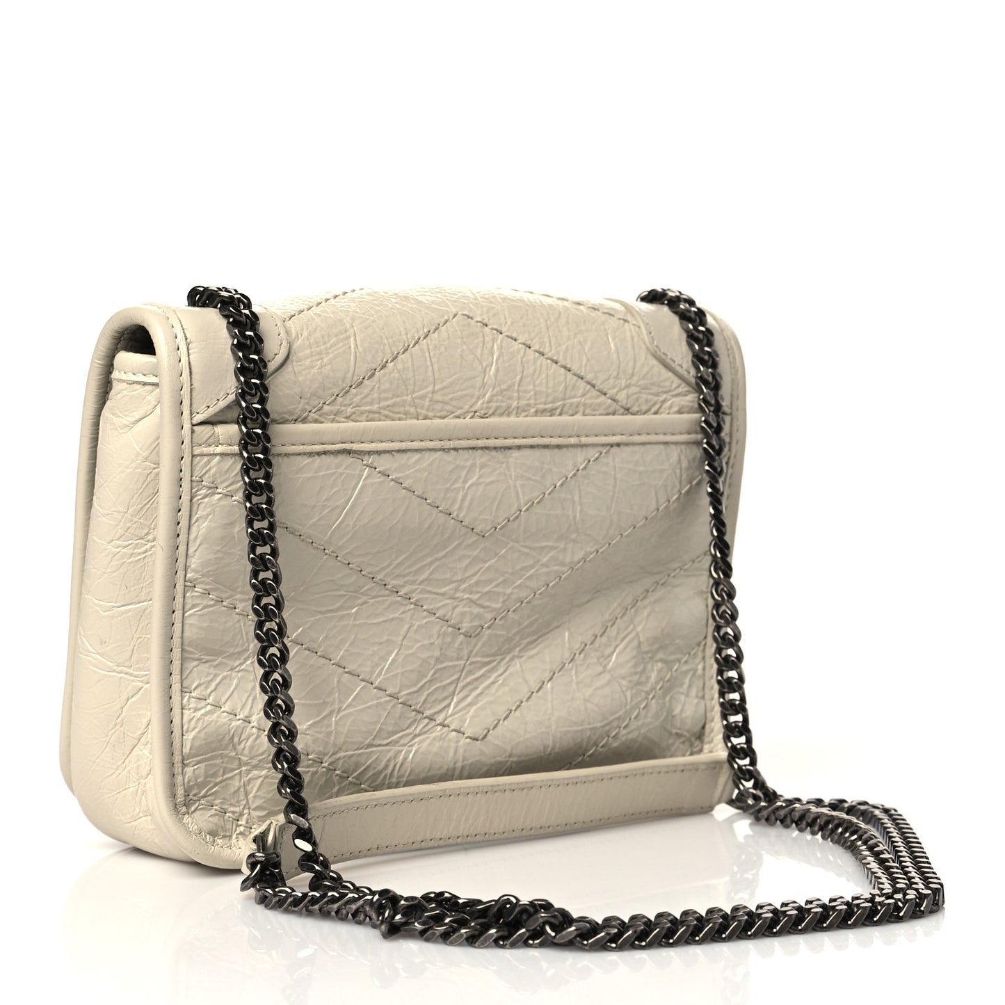 Crinkled Calfskin Matelasse Monogram Niki Chain Wallet Crema Soft