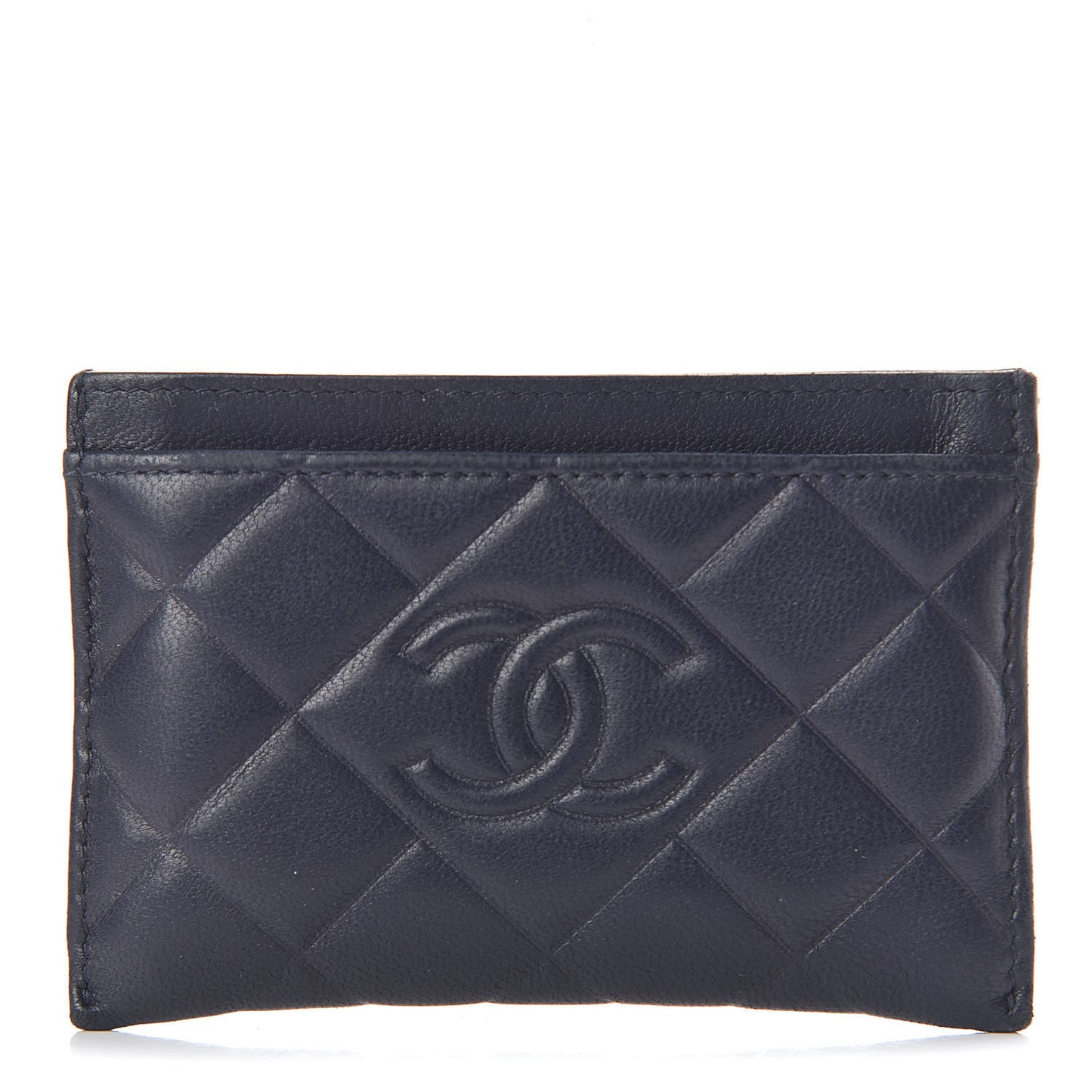 Lambskin Quilted Diamond CC Card Holder Navy