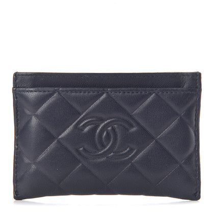 Chanel Lambskin Quilted Diamond CC Card Holder Navy 1 of 9