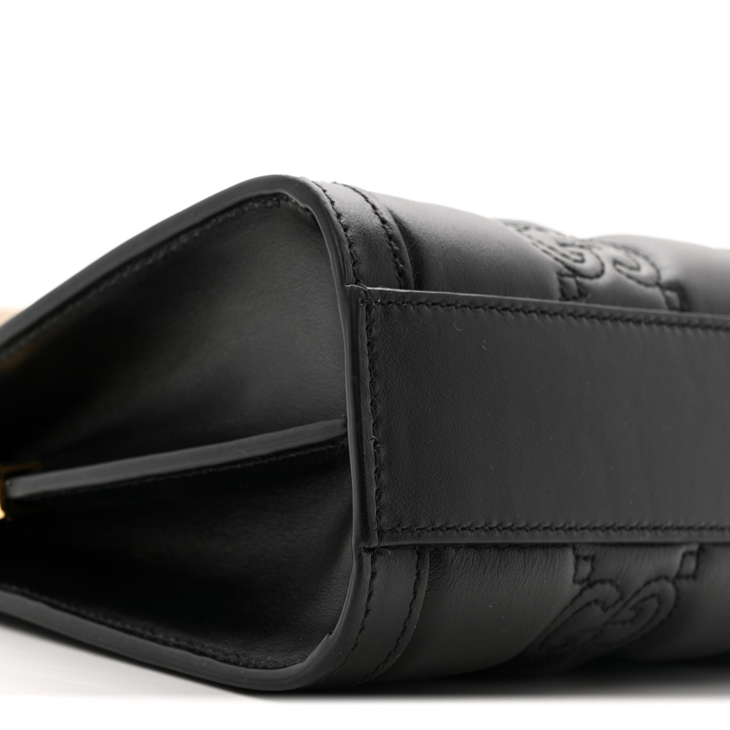 Calfskin GG Matelasse Small Slim Chain Shoulder Bag Black Natural