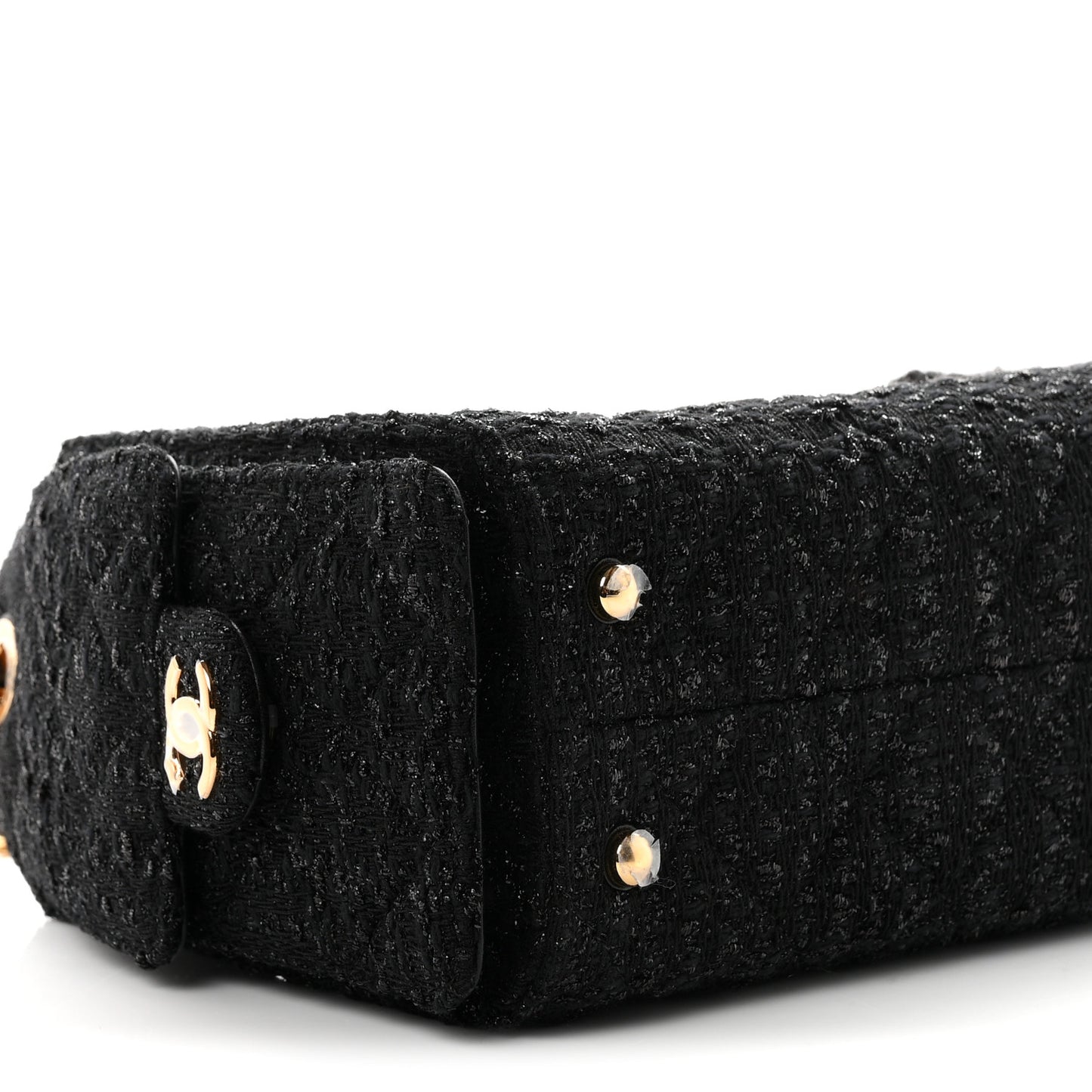 Tweed Quilted Mini Chanel 25 Handbag Black