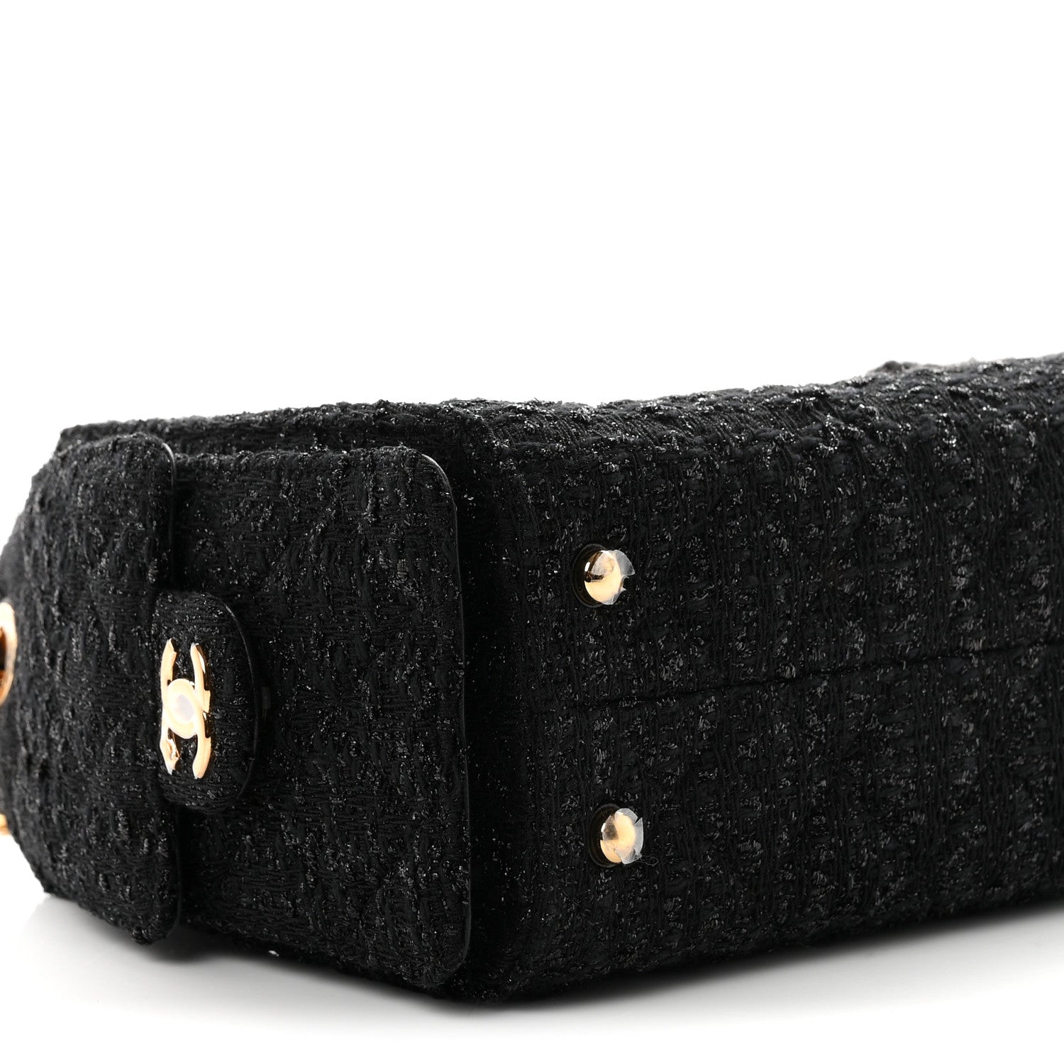 Chanel Tweed Quilted Mini Chanel 25 Handbag Black 9 of 11