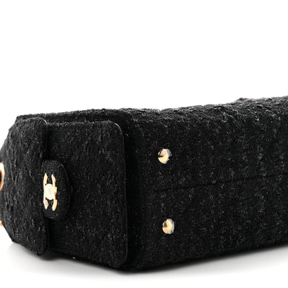 Chanel Tweed Quilted Mini Chanel 25 Handbag Black 9 of 11