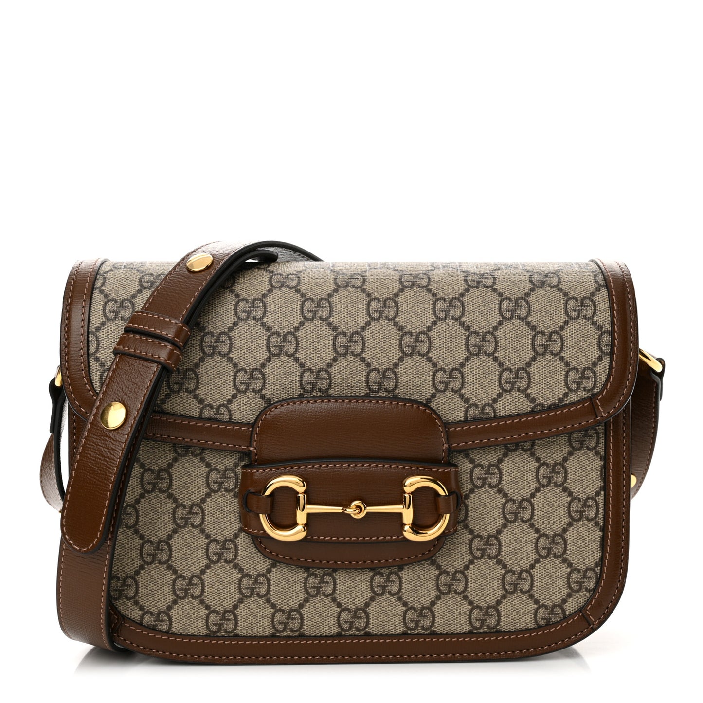 GG Supreme Monogram Horsebit 1955 Shoulder Bag Beige Brown Sugar