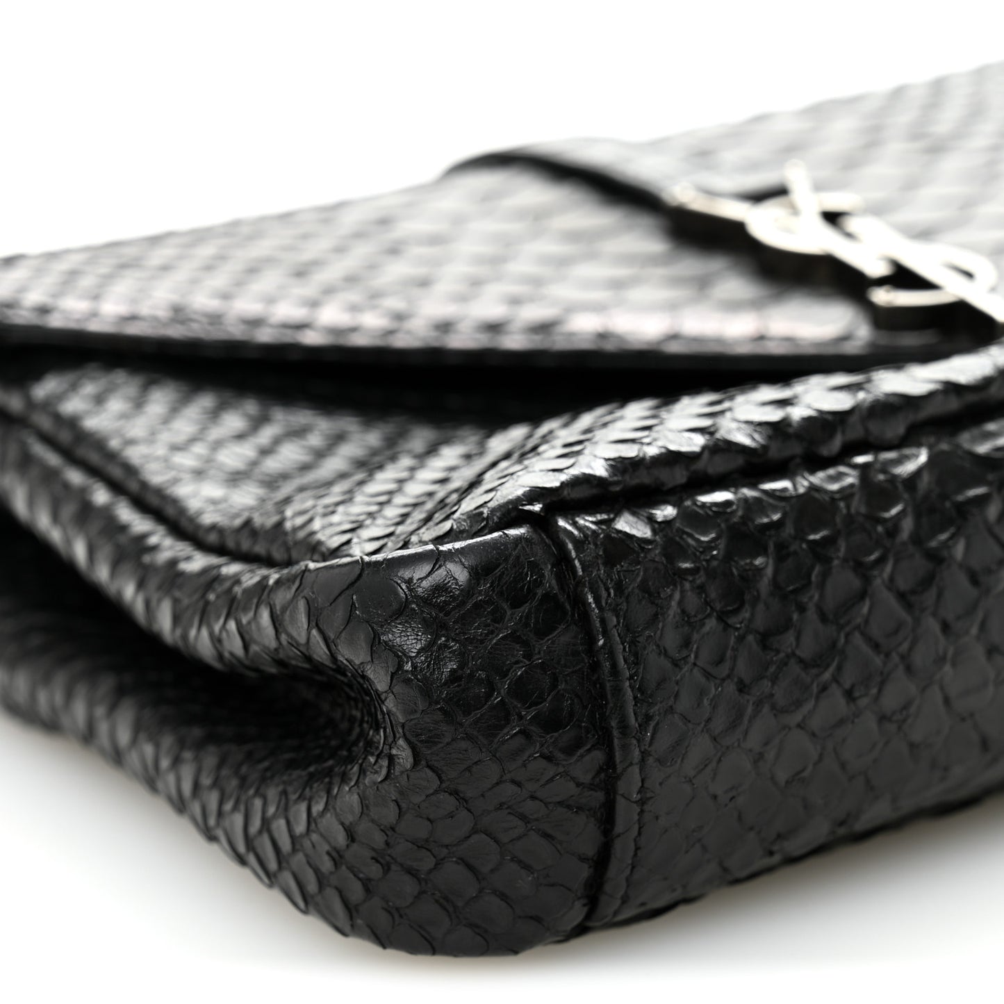 Calfskin Python Embossed Monogram Medium College Bag Black