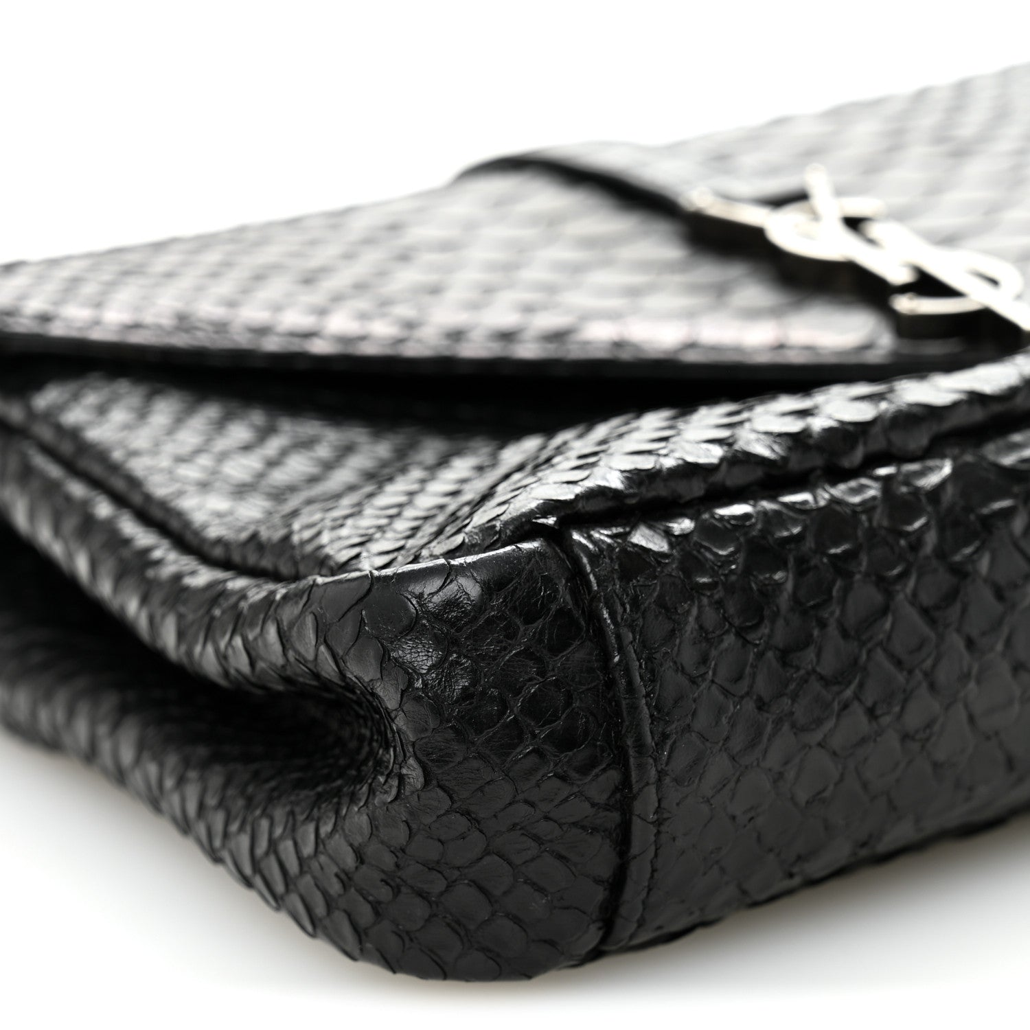 Saint Laurent Calfskin Python Embossed Monogram Medium College Bag Black 8 of 9