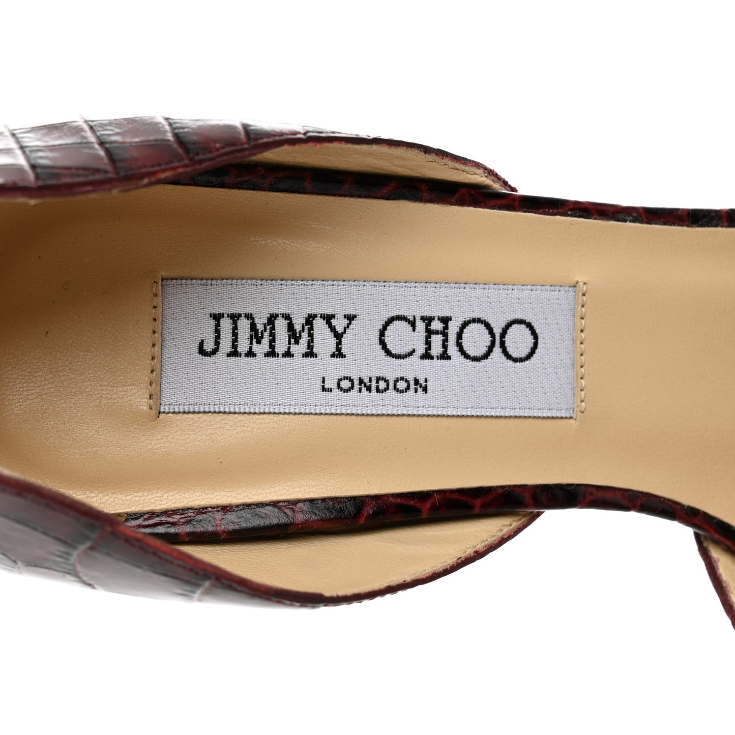 Calfskin Crocodile Embossed Pumps 35.5 Burgundy