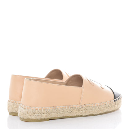 Chanel Lambskin CC Espadrilles 35 Beige Black 4 of 10
