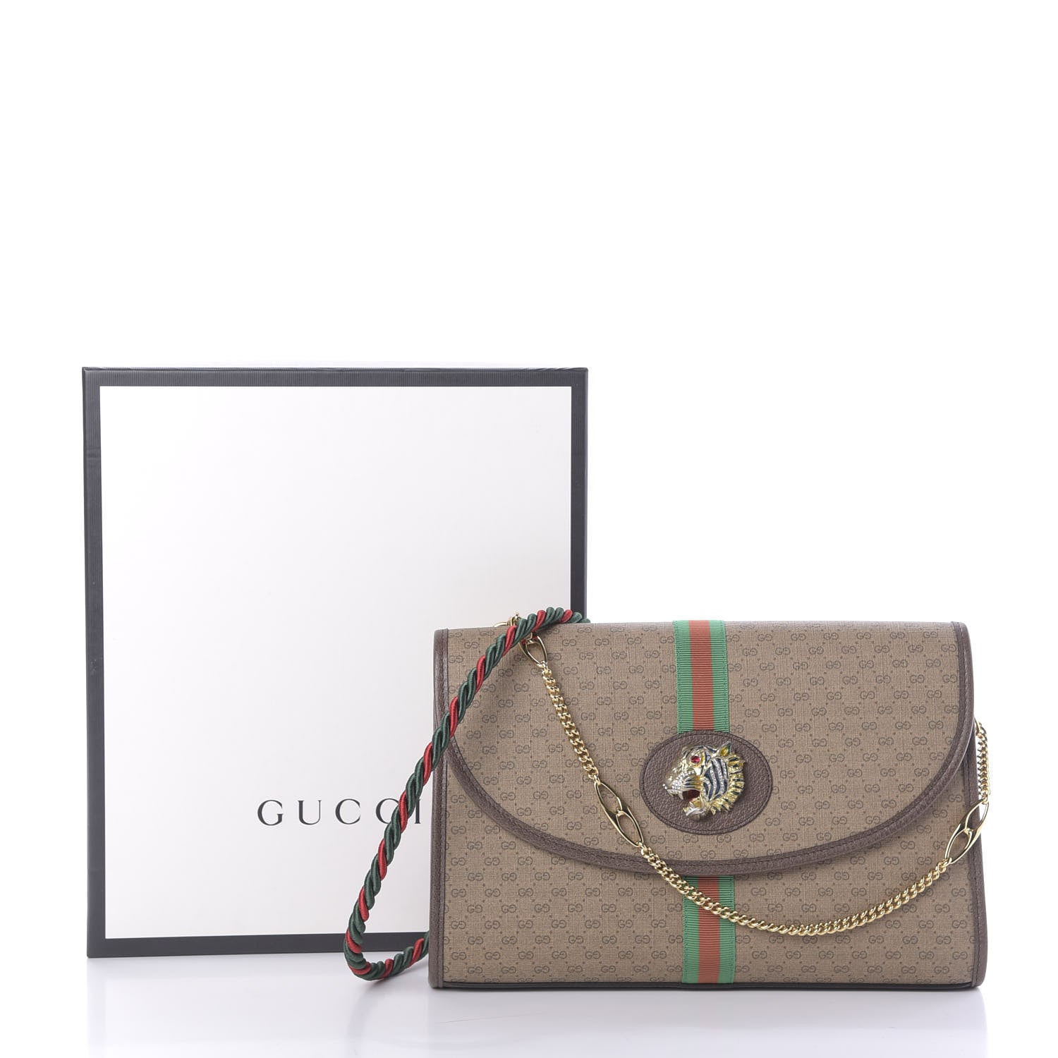 Gucci Mini Vintage GG Supreme Monogram Web Medium Rajah Slim Flap Shoulder Bag Beige New Acero 11 of 11