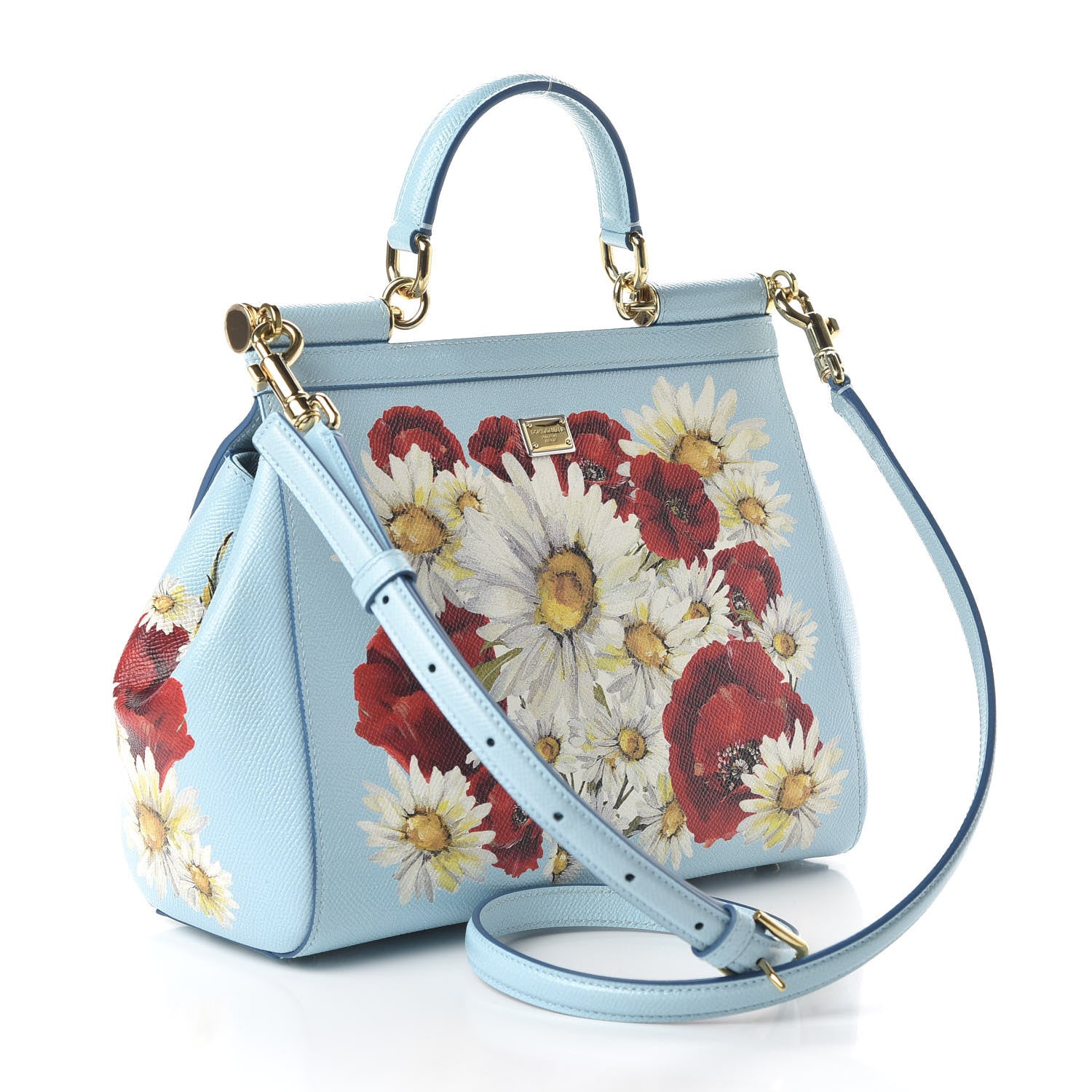 Dolce & Gabbana Dauphine St.Giap Papaveri Print Medium Miss Sicily Satchel Celeste 3 of 9