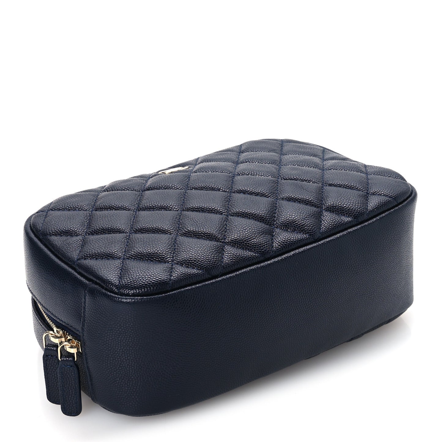 Caviar Quilted Medium Curvy Pouch Cosmetic Case Navy