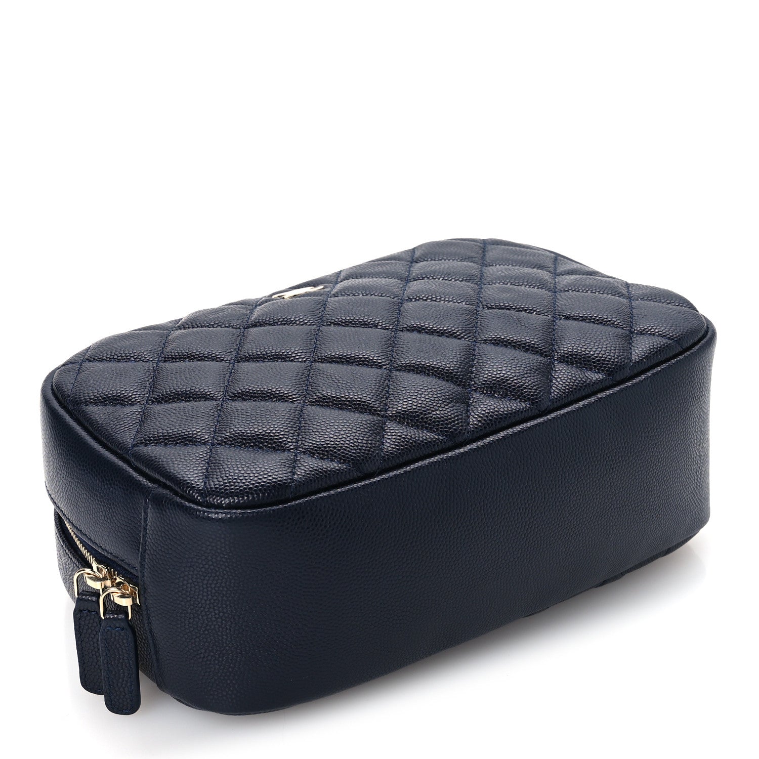 Chanel Caviar Quilted Medium Curvy Pouch Cosmetic Case Navy 4 of 8