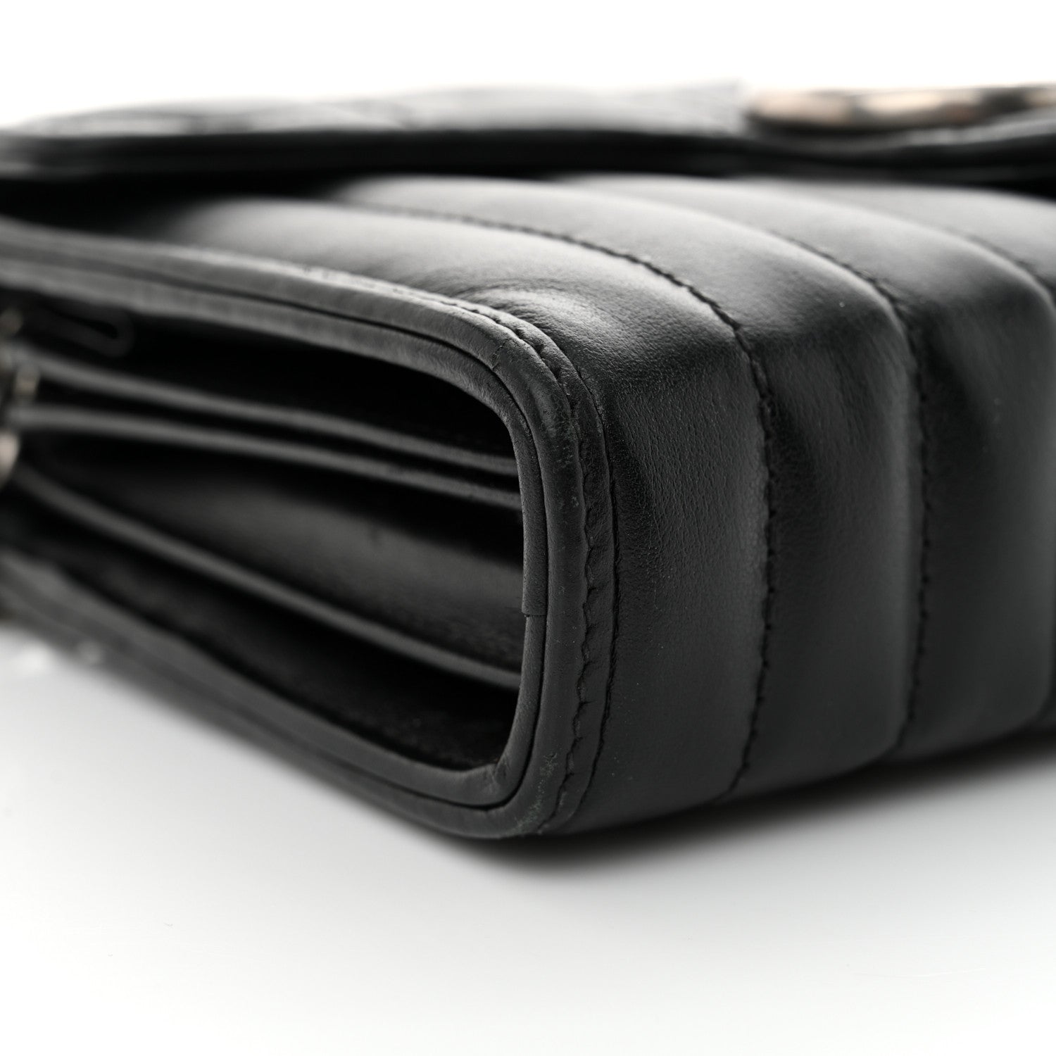 Gucci Calfskin Matelasse Aria GG Marmont Chain Wallet Black 9 of 12