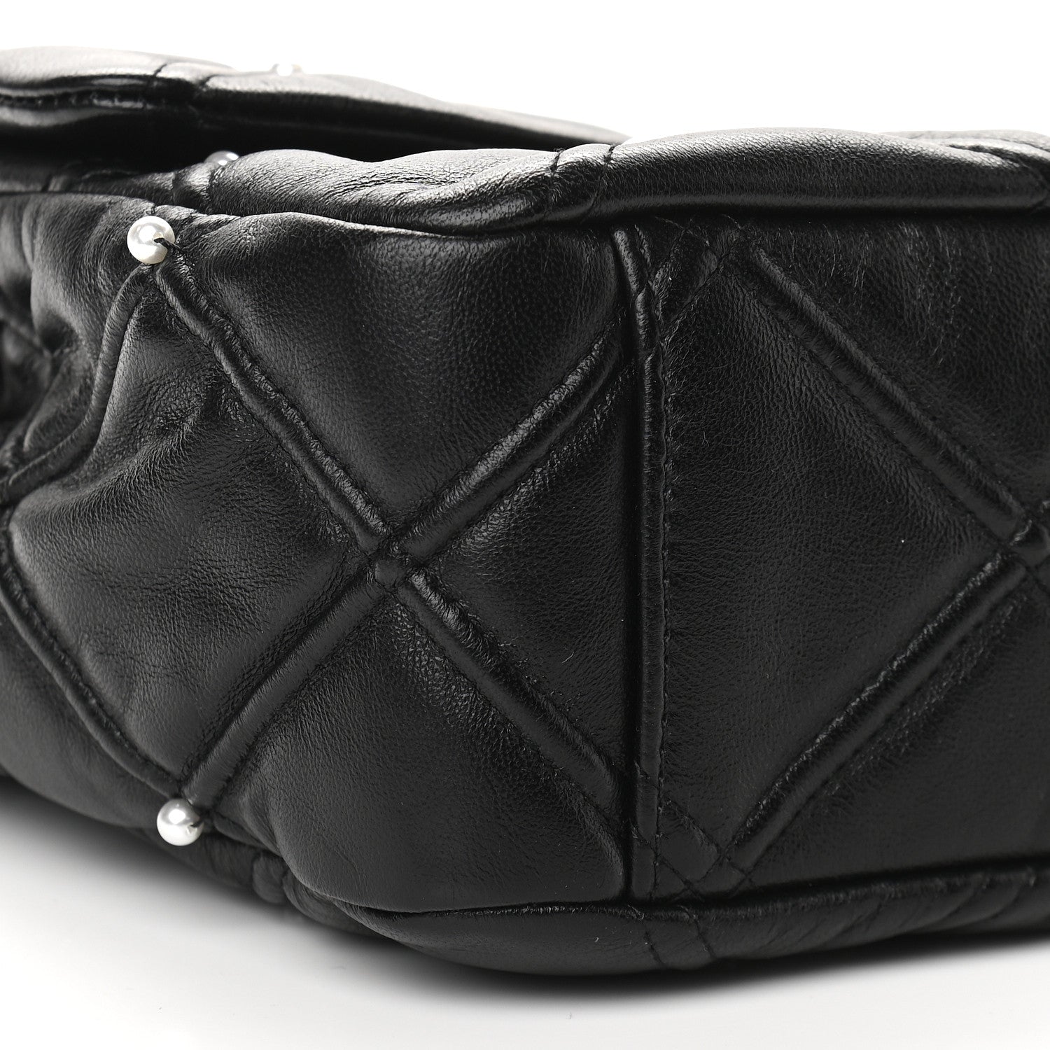Chanel Lambskin Quilted Pearl Studded Flap Black 8 of 10