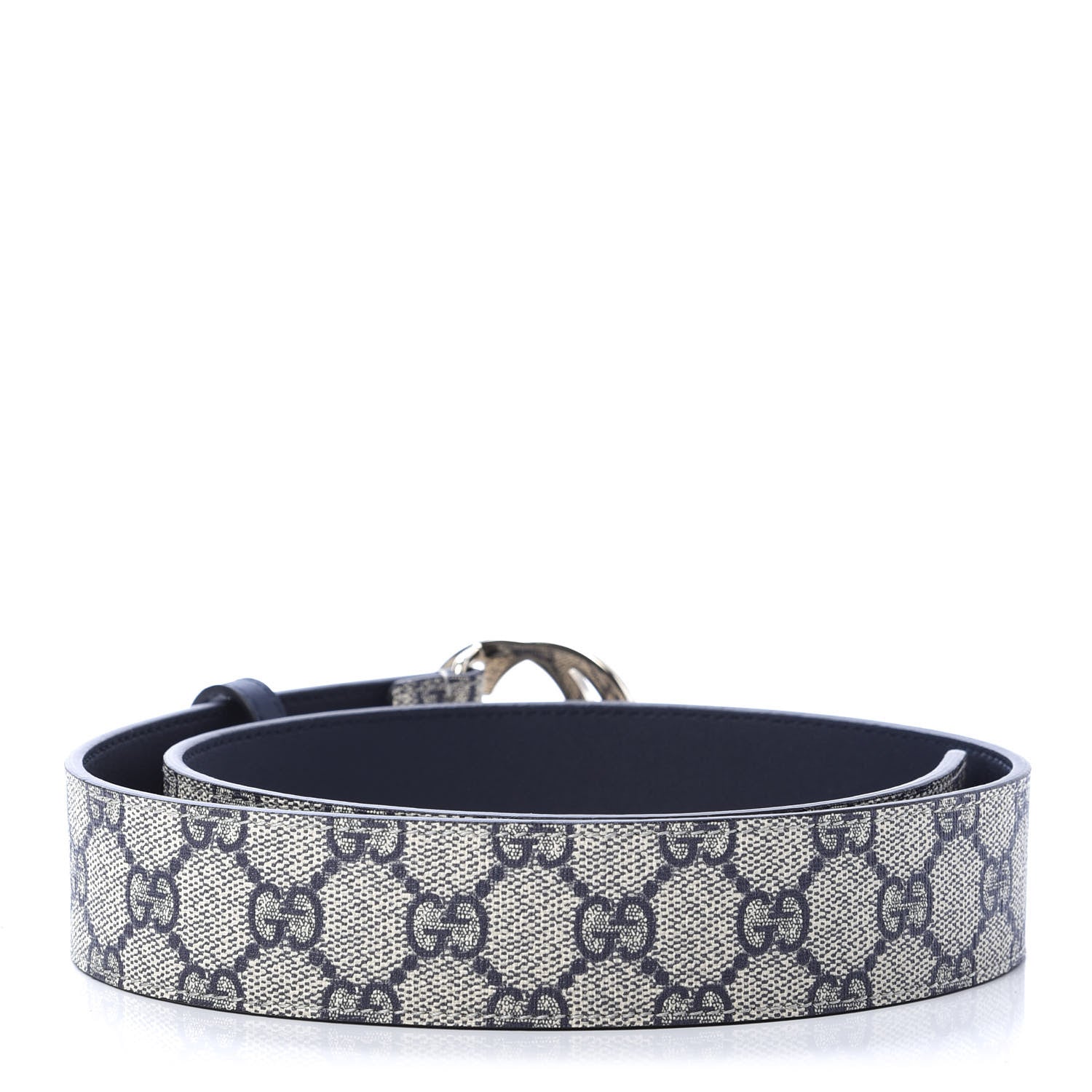 Gucci GG Supreme Monogram Interlocking G 37mm Belt 75 30 Beige Blue 2 of 6