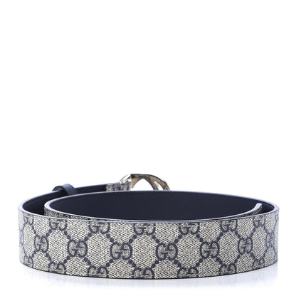 Gucci GG Supreme Monogram Interlocking G 37mm Belt 75 30 Beige Blue 2 of 6