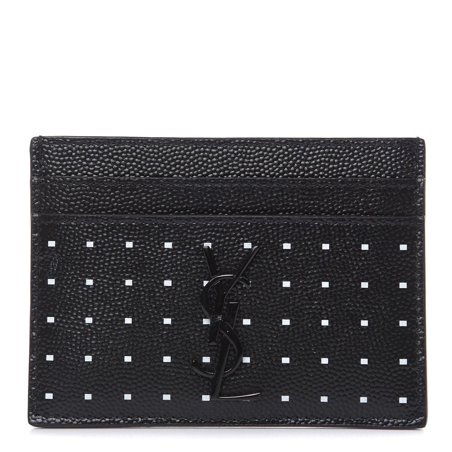 Saint Laurent Grain De Poudre Geo Print Monogram Credit Card Case Black White 1 of 7