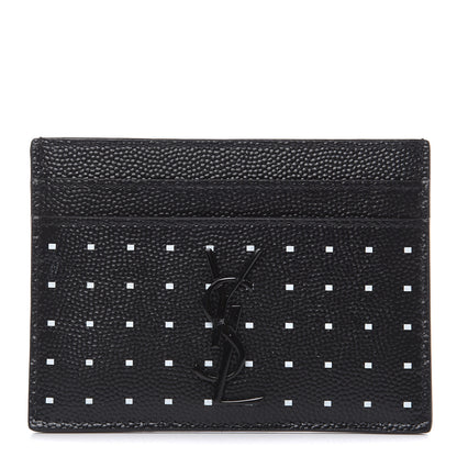 Saint Laurent Grain De Poudre Geo Print Monogram Credit Card Case Black White 1 of 7