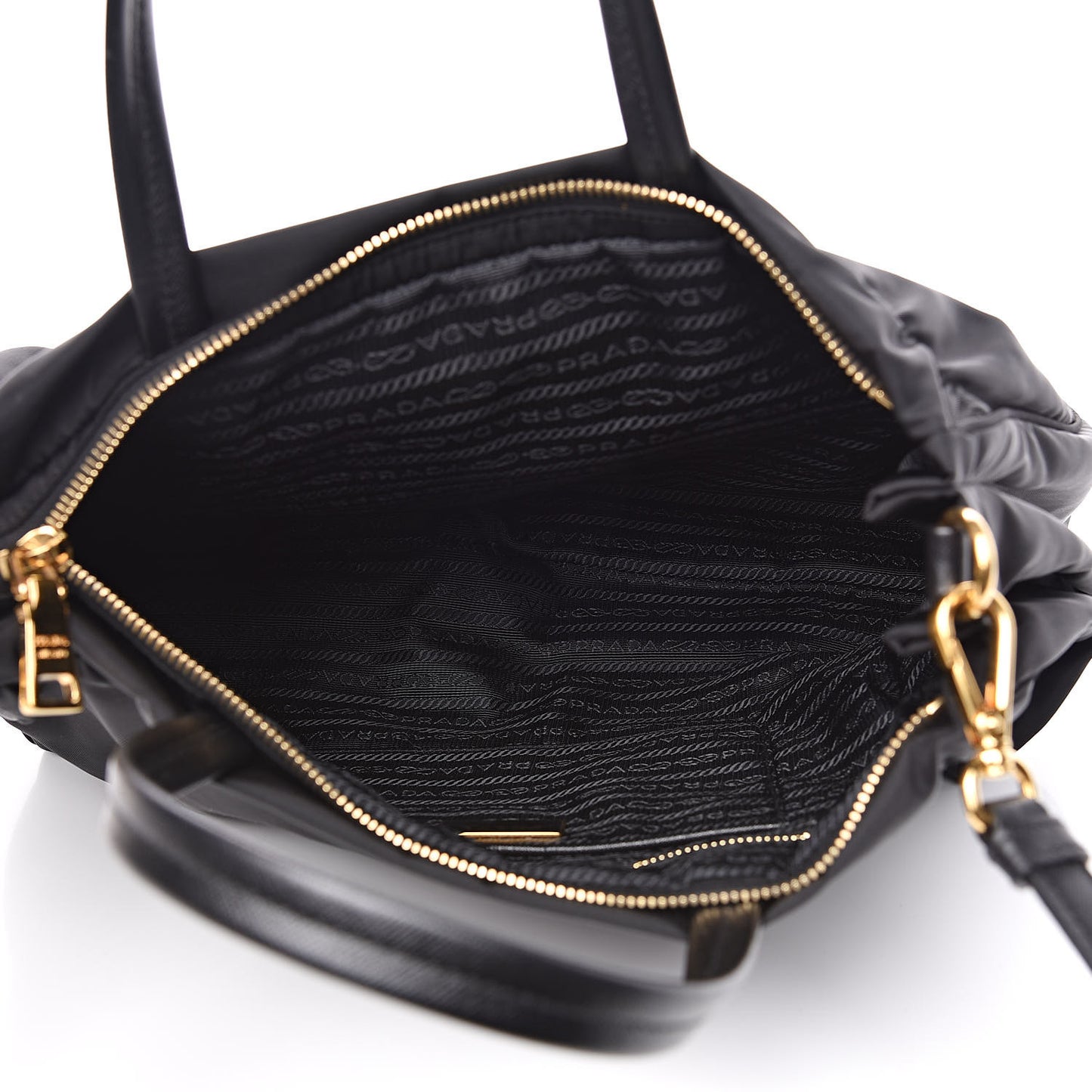 Tessuto Nylon Saffiano Shopping Satchel Black