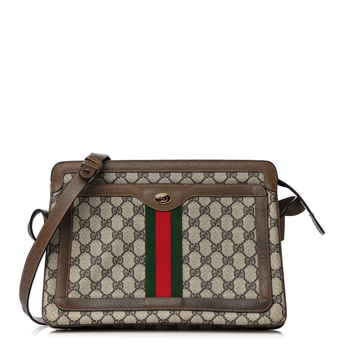 GG Plus Monogram Vintage Web Crossbody Bag Brown