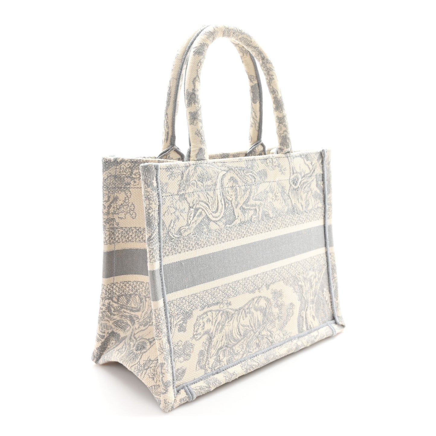 Canvas Embroidered Small Dioriviera Toile De Jouy Book Tote Gray