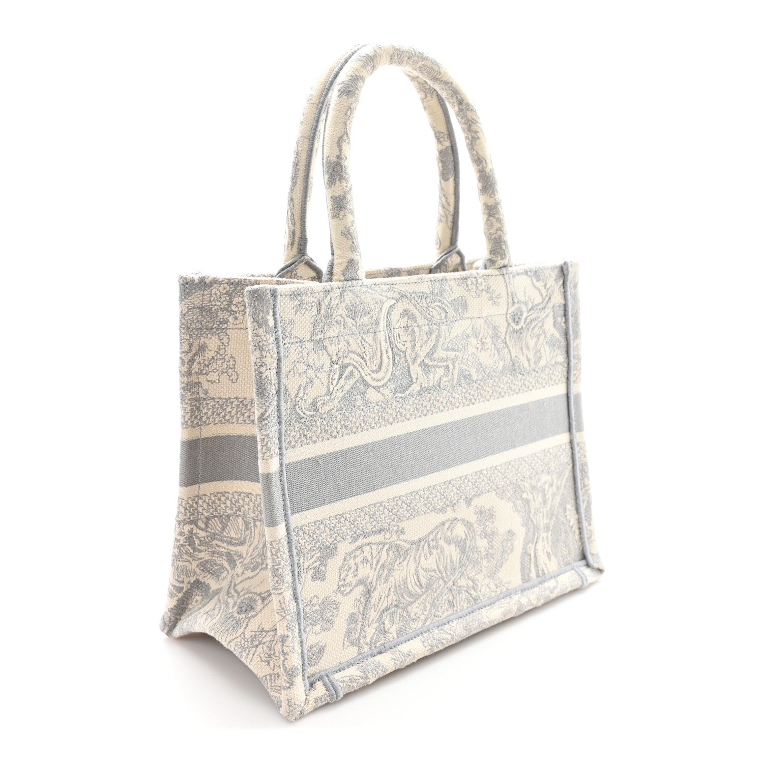 Christian Dior Canvas Embroidered Small Dioriviera Toile De Jouy Book Tote Gray 3 of 11