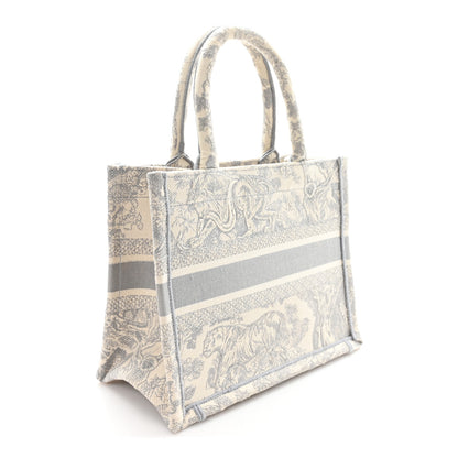 Christian Dior Canvas Embroidered Small Dioriviera Toile De Jouy Book Tote Gray 3 of 11