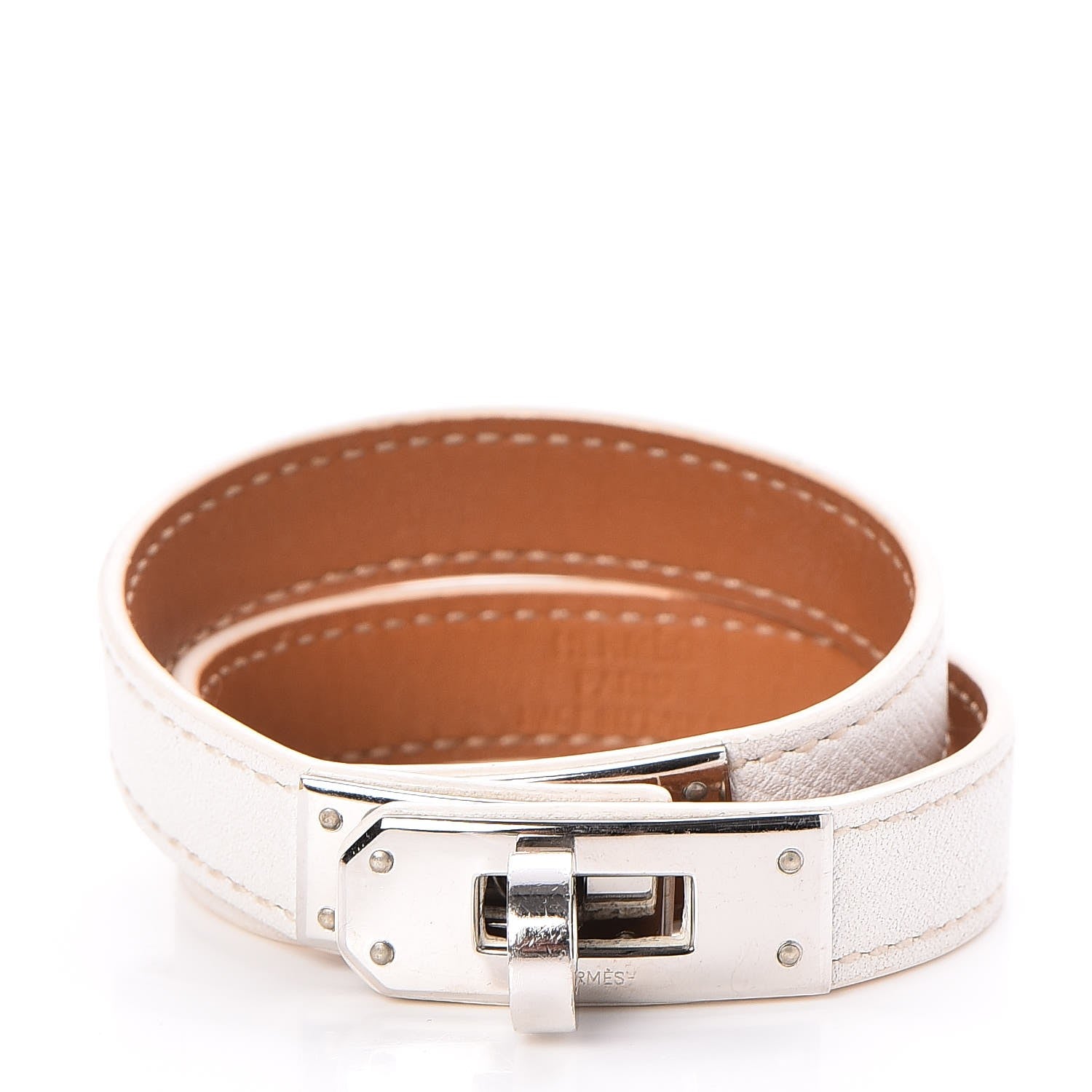 Hermes Epsom Kelly Double Tour Bracelet S White 1 of 6