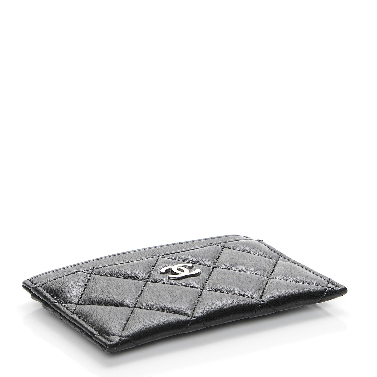 Lambskin Quilted Card Holder Black