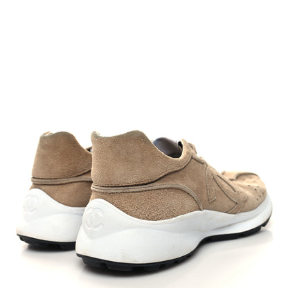 Chanel Suede Goatskin CC Sneakers 37.5 Dark Beige 4 of 10