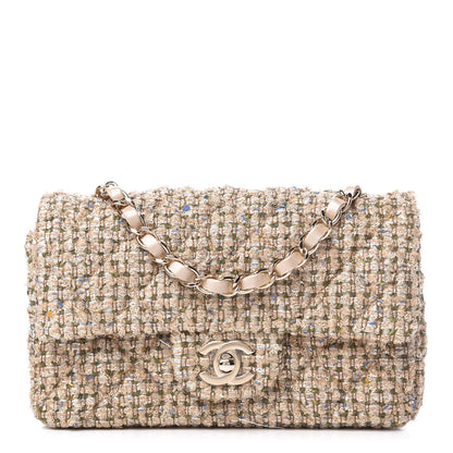 Chanel Tweed Quilted Mini Rectangular Flap Beige 1 of 11