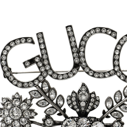 Gucci Metal Crystal Guccy Brooch Aged Silver 5 of 6