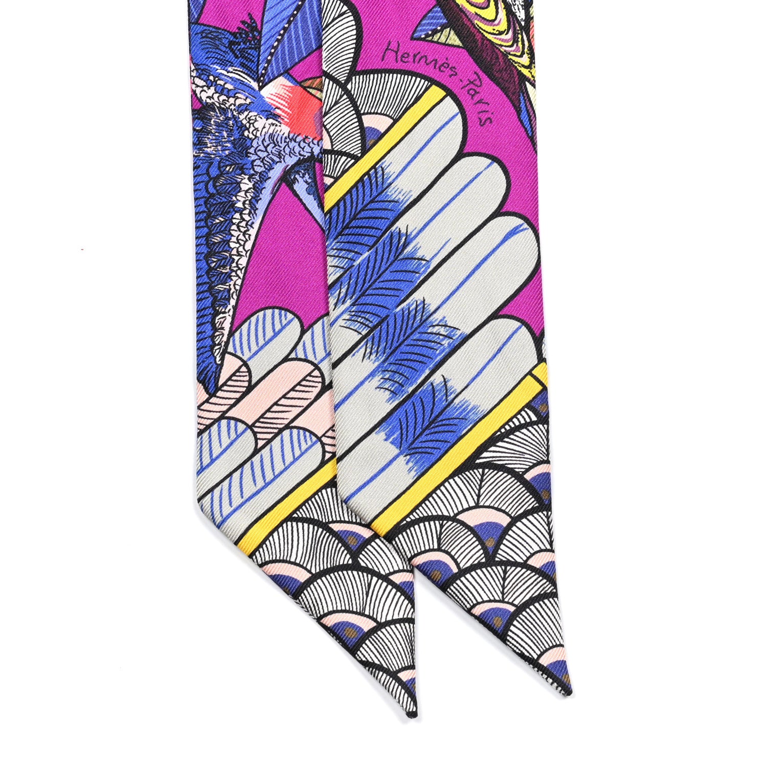 Hermes Silk Tree Of Song Twilly Fuchsia Bleu Rouge 2 of 4