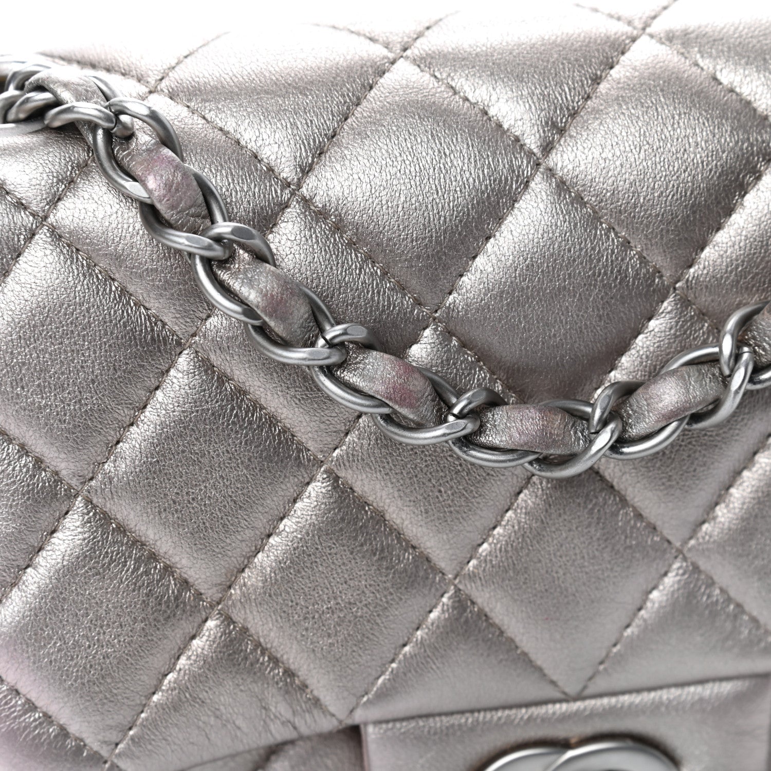 Chanel Metallic Lambskin Quilted Mini Square Flap Light Gold 10 of 11