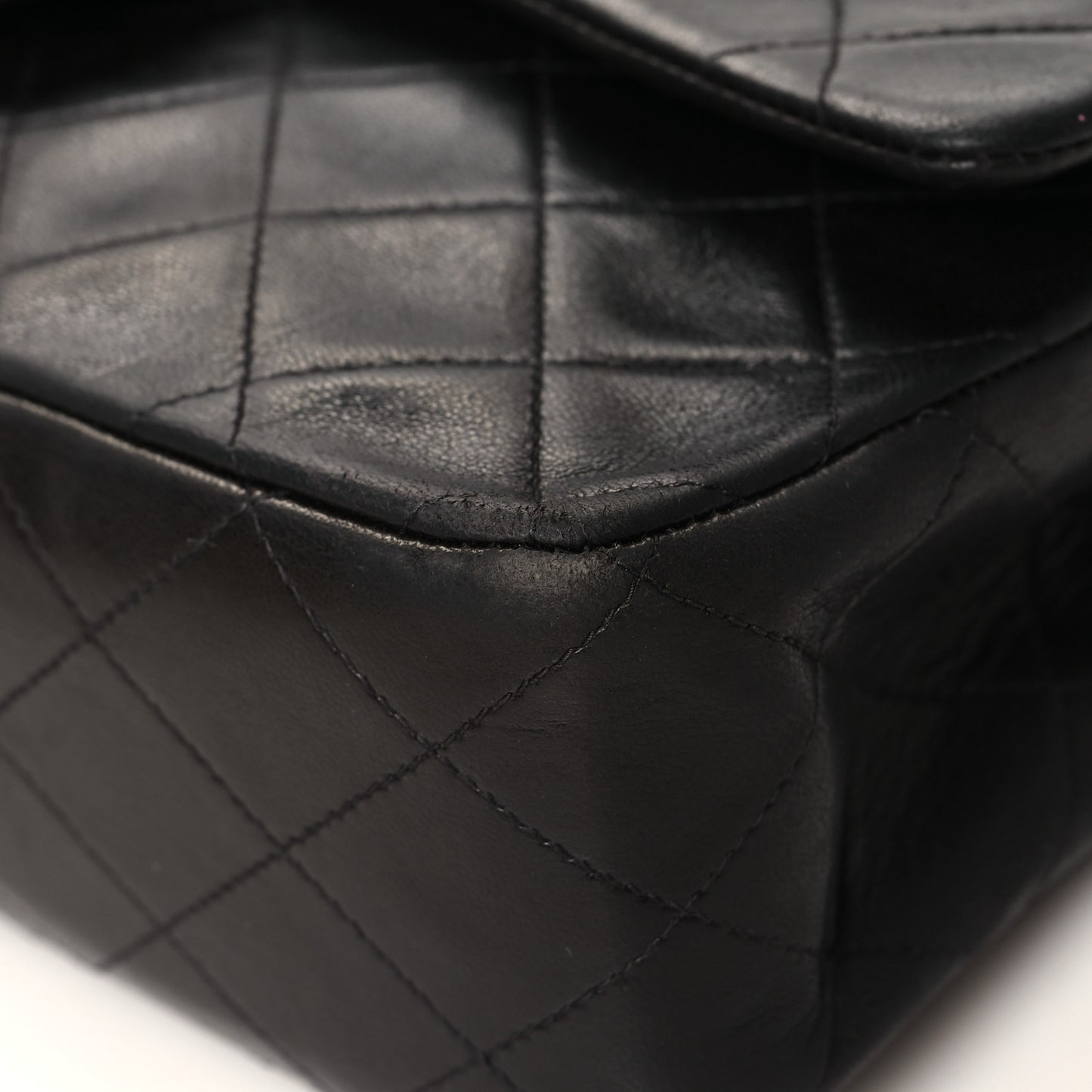 Lambskin Quilted Medium Double Flap Black