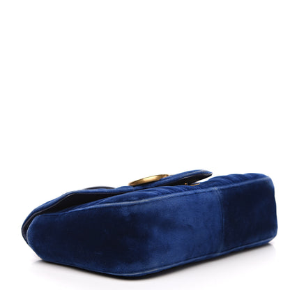 Gucci Velvet Matelasse Mini GG Marmont Shoulder Bag Cobalt Blue 3 of 16