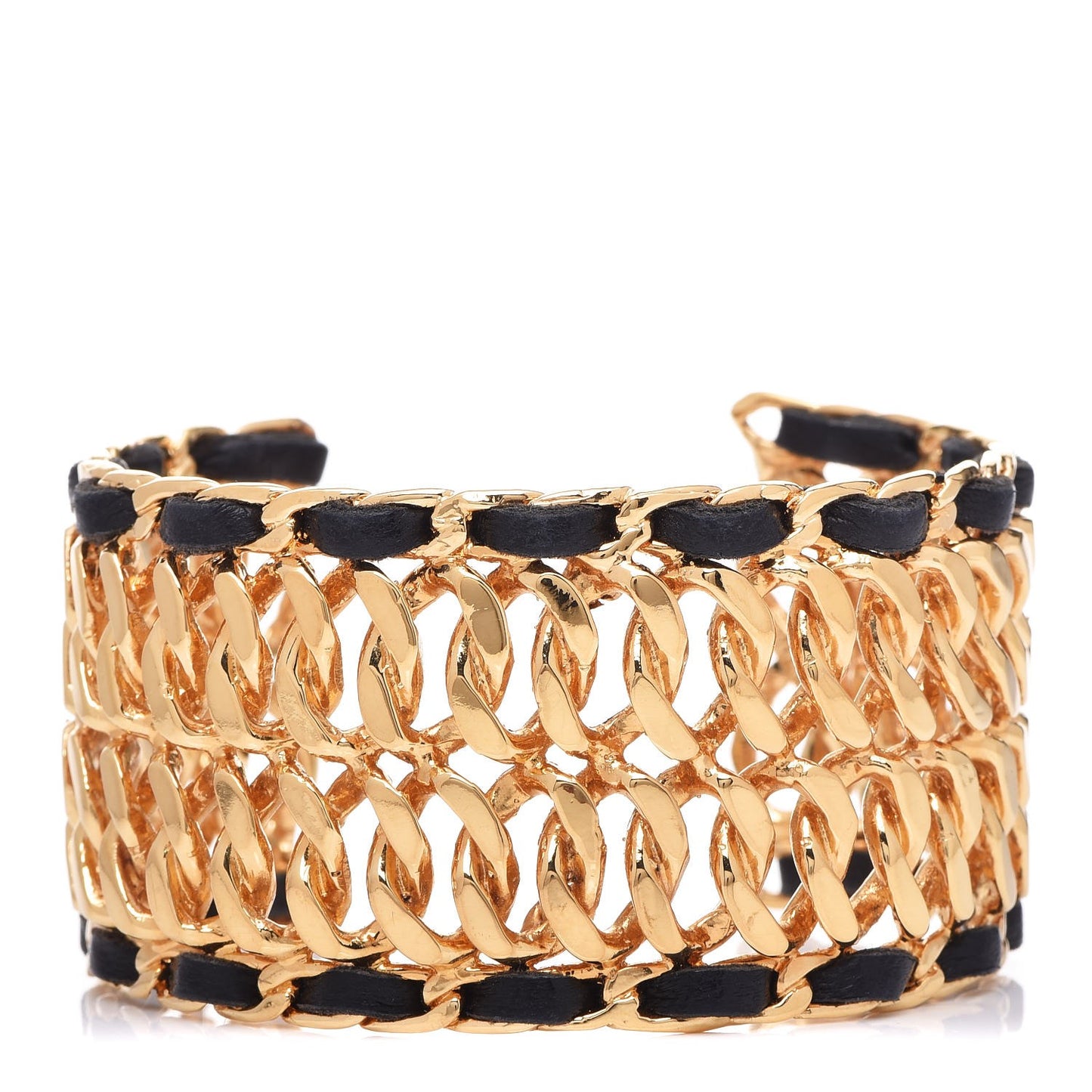 Lambskin Chain CC Cuff Black Gold